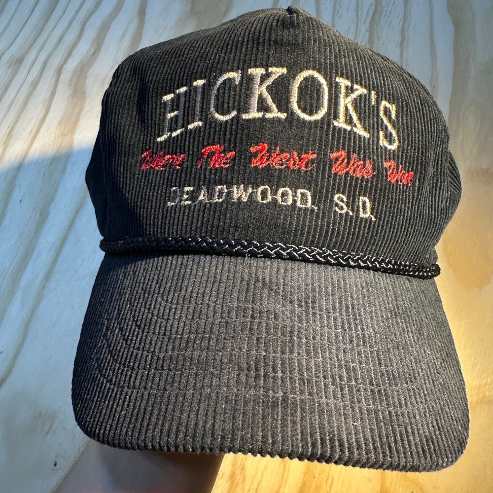 Otto Hickoks Deadwood SD Black Corduroy Trucker Hat Rope zipback Cap